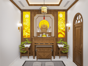 Phòng Thờ Hiện Đại Ốp Gỗ Cao Cấp – Giải Pháp Tối Ưu Không Gian Thờ Cúng Cho Nhà Phố