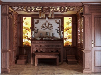 Không Gian Phòng Thờ Hiện Đại Kết Hợp Chất Liệu Gỗ Và Ánh Sáng Ấm | Nội Thất An Duy