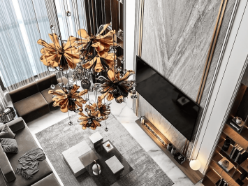 Thi Công Nội Thất Nhà Phố Cao Cấp Với Phòng Khách Thông Tầng Đẳng Cấp