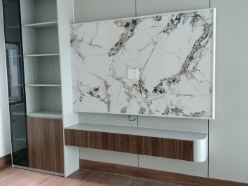 Thi Công Nội Thất Nhà Phố Hiện Đại Tông Trắng Gỗ – Điểm Nhấn Vách Tivi Đá Và Tủ Gầm Cầu Thang Tinh Gọn | An Duy Interior